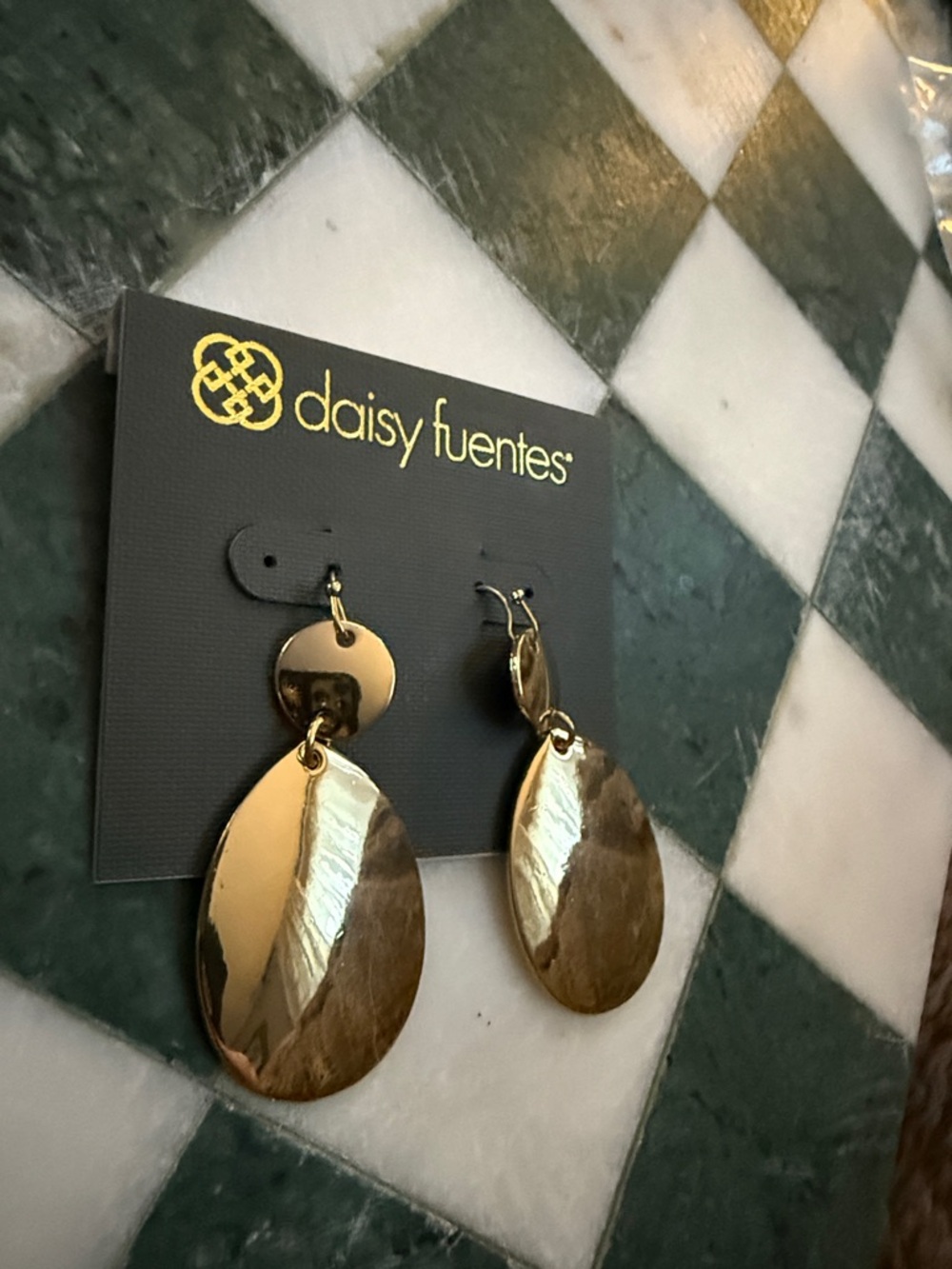 Daisy Fuentes Shiny Gold Oval Drop Earrings